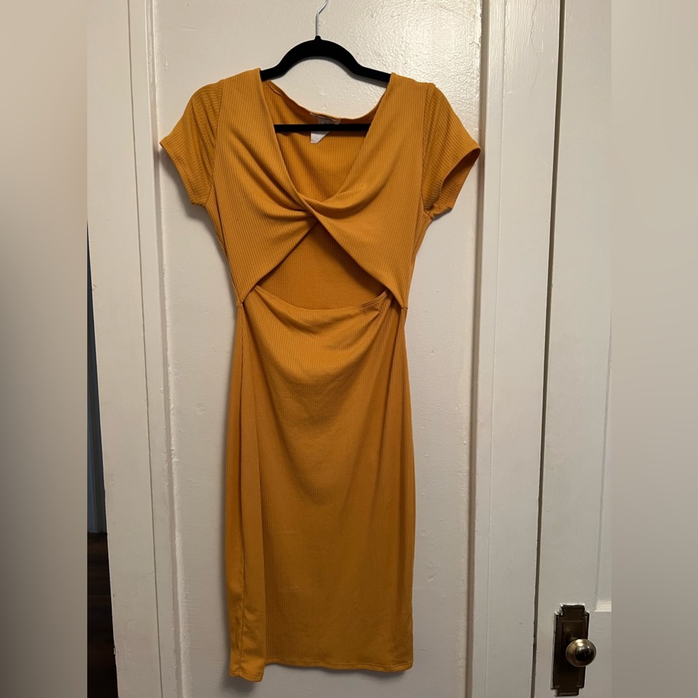 Rolla coster cut out front midi dress size large yellow/ orange